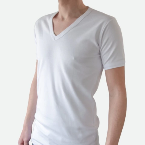 Art 6005 - Camiseta M/Corta Interlock Escote "V" - comprar online