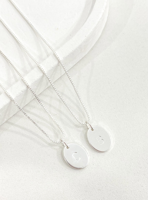 Kit love - colar oval personalizado prata - comprar online
