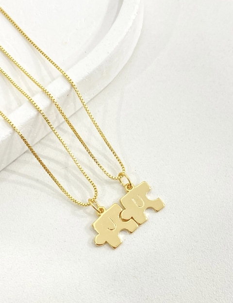 Kit love - colar quebra-cabeça personalizado ouro - comprar online