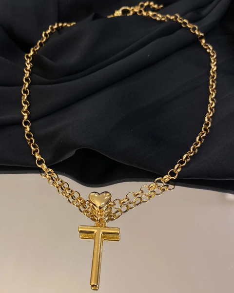 Colar Passador Coração Letra