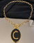 Colar Personalizado Pingente Oval Preto - 1 Letra