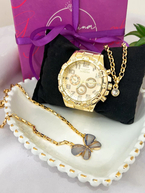 Kit Borboleta Cristal Azul Com Relógio - comprar online