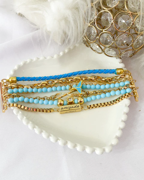 Bracelete Azul Luxo Com Imã