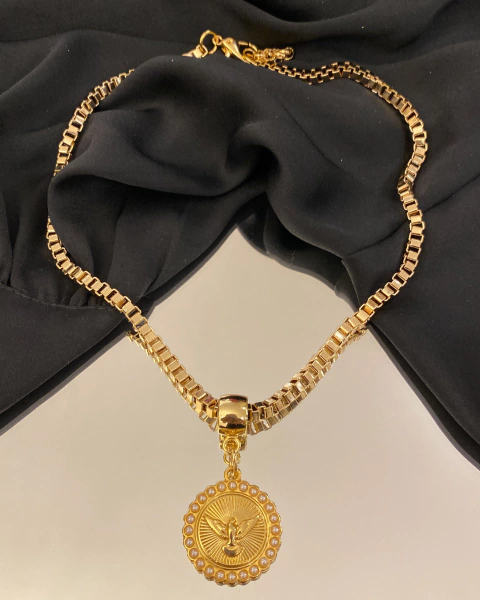 Colar Divino Espirito Santo -Elo Quadrado