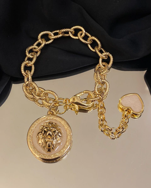 Pulseira LeãoPerolado Corda Riscada