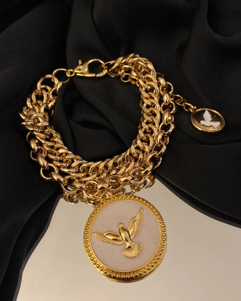 Pulseira Voltas Perolada Divino Espirito santo