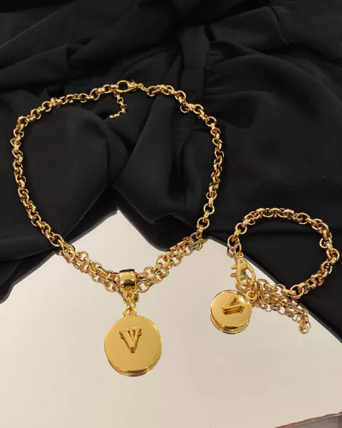 Conjunto Colar E Pulseira Personalizado Letra