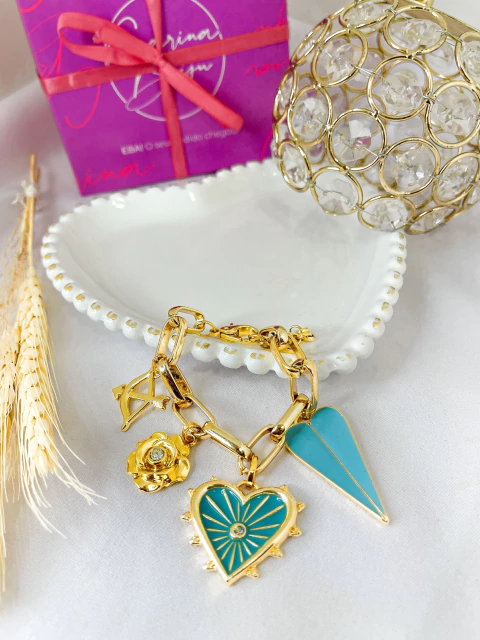 Pulseira Berloque Coração Azul - comprar online