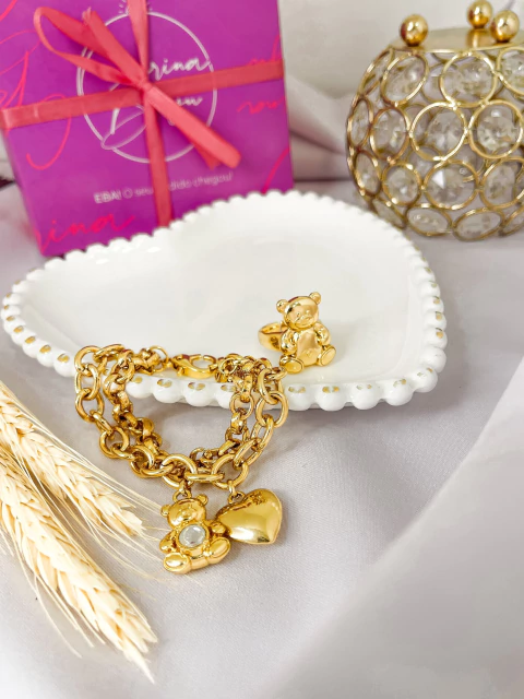 Pulseira e Anel Urso - comprar online