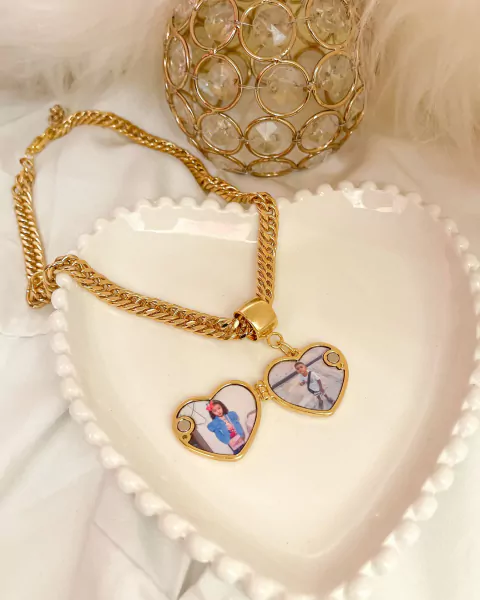 Colar Elo Groumet Personalizado com 2 Fotos