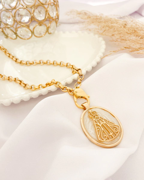 Colar Medalha Nossa Senhora Perolada
