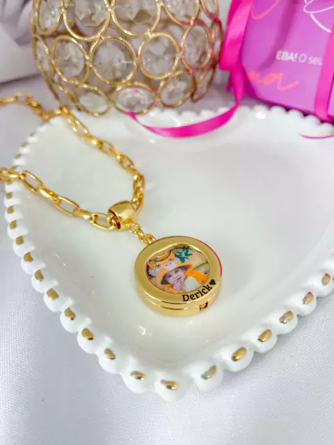 Colar Relicário com Foto e Frase