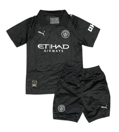 Kit-Infantil-Manchester-City-II-2025- Preto-Unissex-loja-mantos-da-quebrada
