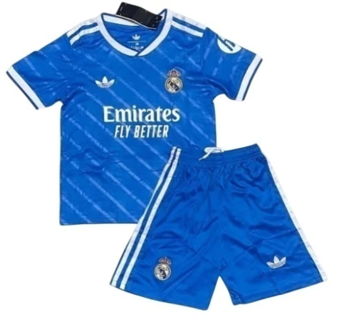 Kit-Infantil-Real- Madrid-away-III-azul-temporada- 2025-26-Unissex