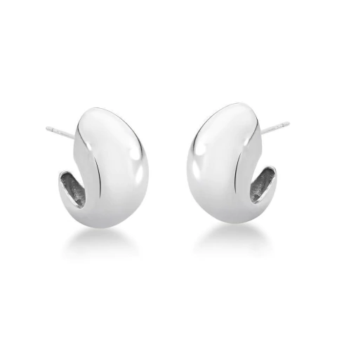 ARGOLA ABAULADA LISA BANHADA A RÓDIO BRANCO