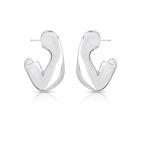 ARGOLA ORGÂNICA BANHADA A RÓDIO BRANCO