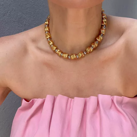 COLAR SELENA BANHADO Á OURO 18K E RÓDIO BRANCO