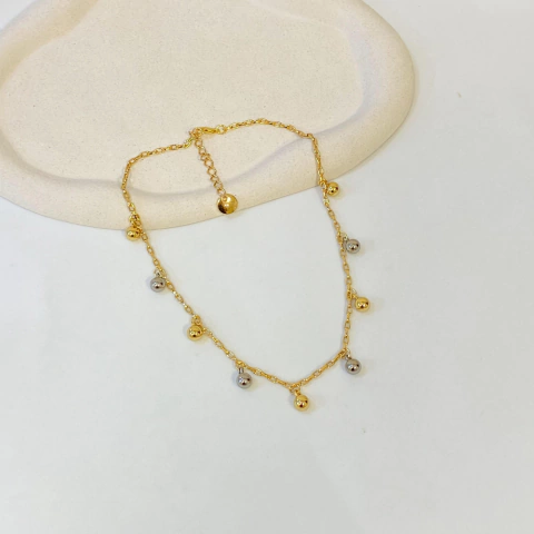 COLAR CECÍLIA BANHADO A OURO 18K E RÓDIO BRANCO