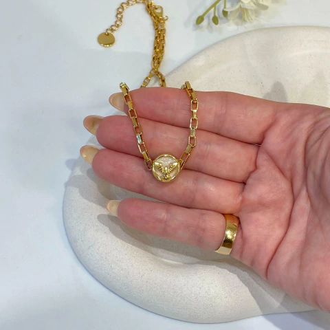 CHOKER DIVINO BANHADA A OURO 18K