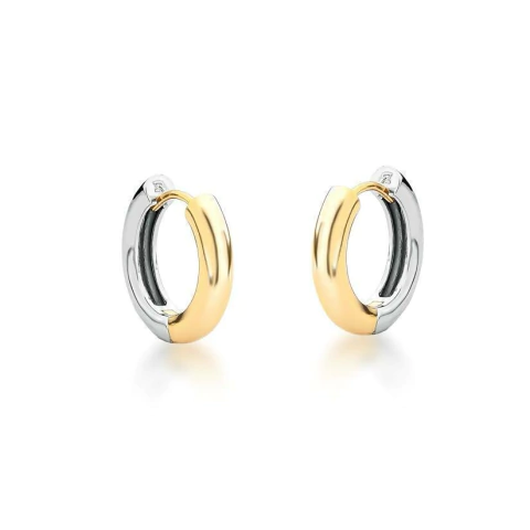 ARGOLA REDONDA CHRIS BANHADA Á OURO 18K E RÓDIO BRANCO