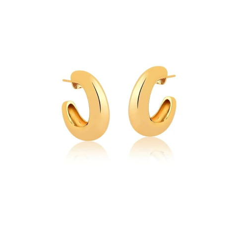 ARGOLA RENATA ABAULADA BANHADA A OURO 18K