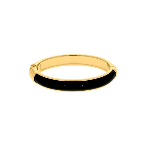 BRACELETE LEANDRA PRETO BANHADO A OURO 18K