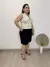 Bermuda textura em linho Celine detalhe botões dourados preto - Moda Plus Size - Zeona Moda