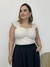 Blusa textura em linho alça decote em V Alícia bege