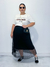 Saia plissada tule plus size preto poá Jeane