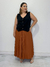 Saia plissada plus size Caramelo