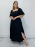 Vestido casual Luana com elástico nas costas e mangas com uma fenda discreta preto Luana - loja online
