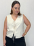 Blusa regata Luciana em viscolinho com amarração frontal de laços