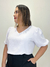 Blusa manga princesa decote v plus size duna branco - Moda Plus Size - Zeona Moda
