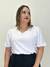 Blusa manga princesa decote v plus size duna branco - comprar online
