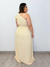 Vestido Lívia em crepe longo com fenda bege - loja online