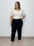 Calça textura em linho com elastano skinny preta