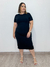 Vestido canelado Midi Maya preto - comprar online