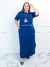 Conjunto blusa e saia midi plus Azul