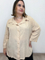 Camisa 3/4 em viscose bege - Moda Plus Size - Zeona Moda