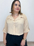Camisa 3/4 em viscose bege