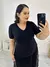 Blusa t-shirt viscolaycra gola V preto na internet