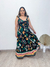 Vestido viscolinho decote em V detalhe corda busto alça babado estampado Farm na internet