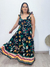 Vestido viscolinho decote em V detalhe corda busto alça babado estampado Farm - Moda Plus Size - Zeona Moda