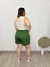 Short textura em linho drapeado com bolsos verde - Moda Plus Size - Zeona Moda