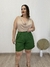 Short textura em linho drapeado com bolsos verde - comprar online