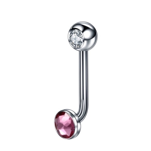 Piercing íntimo antialérgico de titânio ponto de luz pedra zircônia natural cravejada