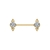Jóia de titânio push pin dourado 2 pedras zircônia natural