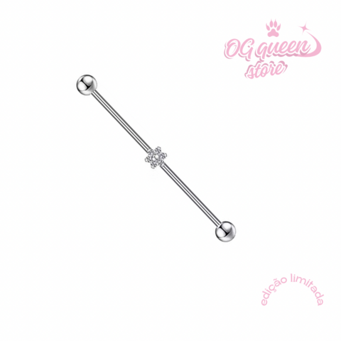 Piercing hipoalergênico transversal prata flor de zircônia cravejada - comprar online
