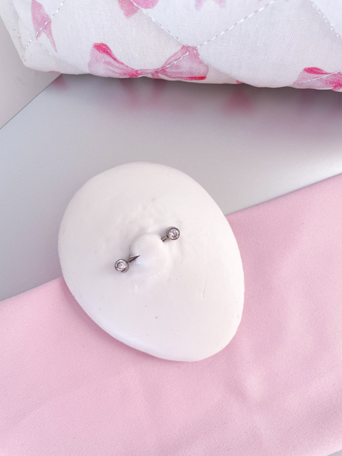 Piercing de mamilo antialérgico ponto de luz branca zircônia natural ☆1.6mm - ideal para perfurar I a pronta entrega