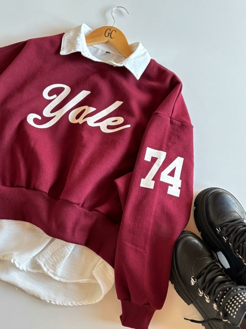 BUZO YALE BORDO CON FRISA